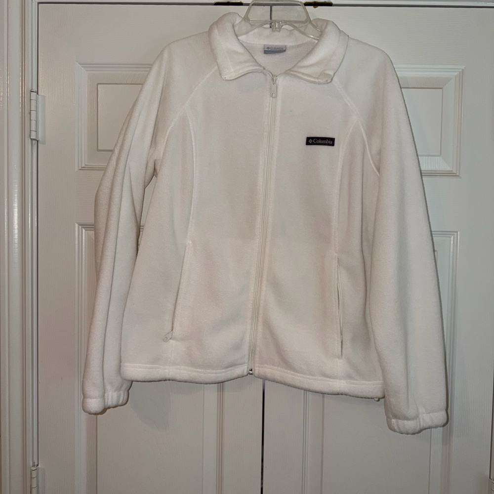 Columbia White Full-Zip Teddy Fleece Jacket
